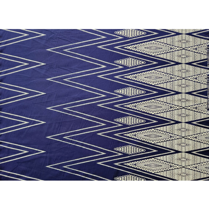 Hawaiian Polycotton Fabric BP-003 [Tri Tapa] Navy Cream