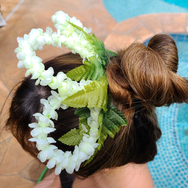 ハワイアン フラ用品 フラワーヘアーコーム【ピカケクラウン】ライトグリーン