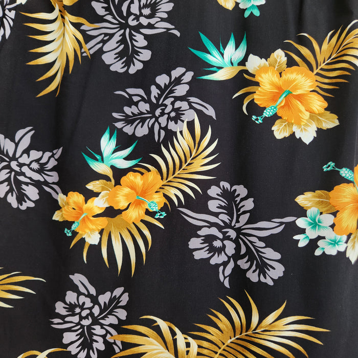 Hawaiian Rayon Fabric Fern-Hibiscus