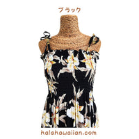 Hawaiian Muumuu Tunic Dress, Semi-Long Length Dress, Retro Orchid Pattern