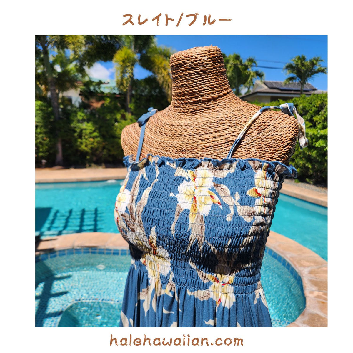 Hawaiian Muumuu Tunic Dress, Semi-Long Length Dress, Retro Orchid Pattern