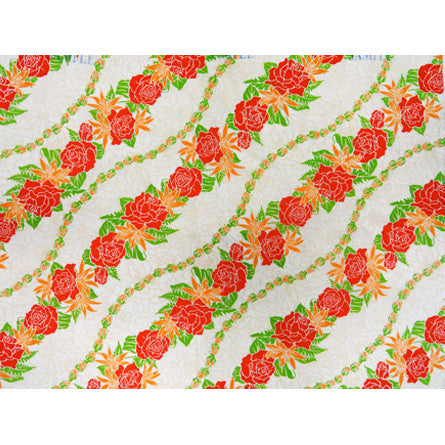 ※セール生地  ハワイアン ポリコットン生地 LW-16-477 【 ローズ/リリーバイアス】