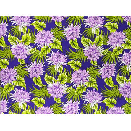 ※セール生地  ハワイアン ポリコットン生地 LW-17-584 【ナイトブルーミングセレス】