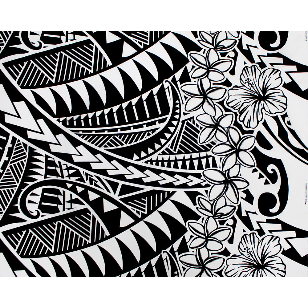 Black Gray White Tribal Tattoo Poly Cotton Fabric – California Hula Center