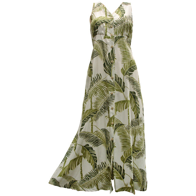 Hawaiian Tank Dress, Long - Tree Top Cream / S / Rayon