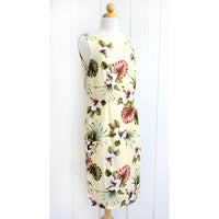 Hawaiian Tank Dress, Semi-Long Length, Hibiscus & Monstera Design