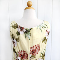 Hawaiian Tank Dress, Semi-Long Length, Hibiscus & Monstera Design