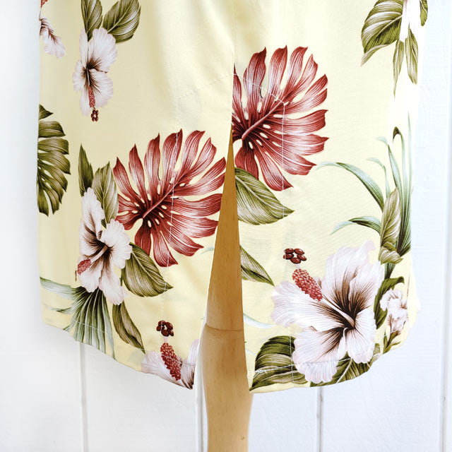 Hawaiian Tank Dress, Semi-Long Length, Hibiscus & Monstera Design