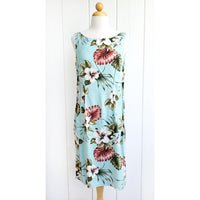 Hawaiian Tank Dress, Semi-Long Length, Hibiscus & Monstera Design