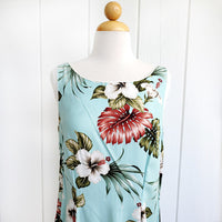 Hawaiian Tank Dress, Semi-Long Length, Hibiscus & Monstera Design