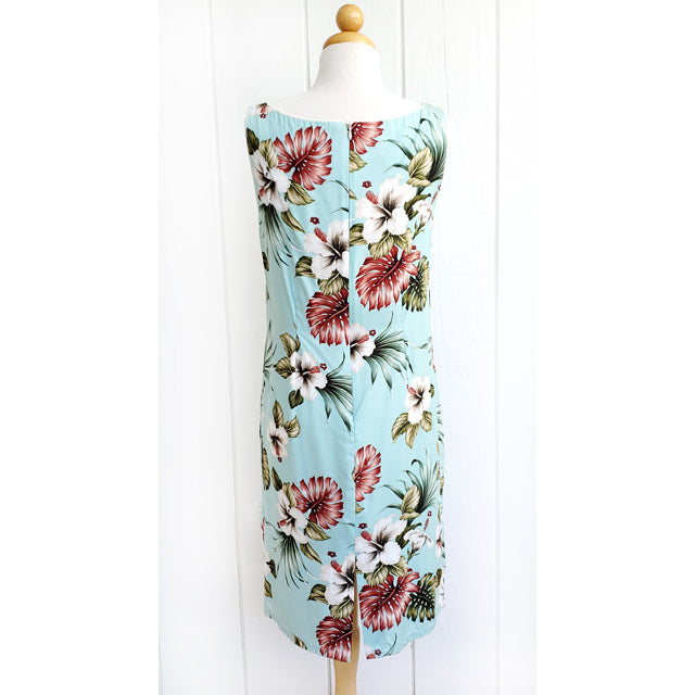 Hawaiian Tank Dress, Semi-Long Length, Hibiscus & Monstera Design