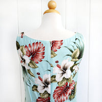Hawaiian Tank Dress, Semi-Long Length, Hibiscus & Monstera Design