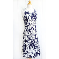 Clearance Sale: Hawaiian Tank Dress, Semi-Long Length, featuring a Monstera and Hibiscus Panel.