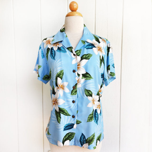 Hawaiian Women's Aloha Shirt, Fit - "Plumeria Shower"