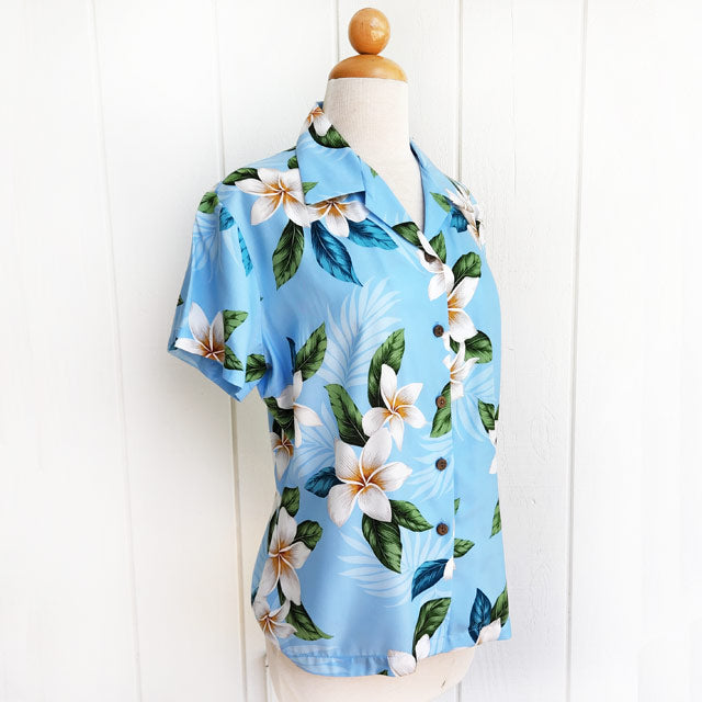 Hawaiian Women's Aloha Shirt, Fit - "Plumeria Shower"