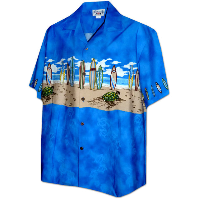 Surfboard Blue Aloha Shirt | Men's Hawaiian Shirts | Western Aloha