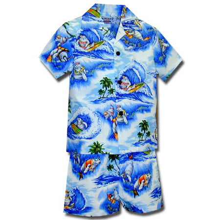 Lihue White Cotton Hawaiian Kids Shirt main image 1