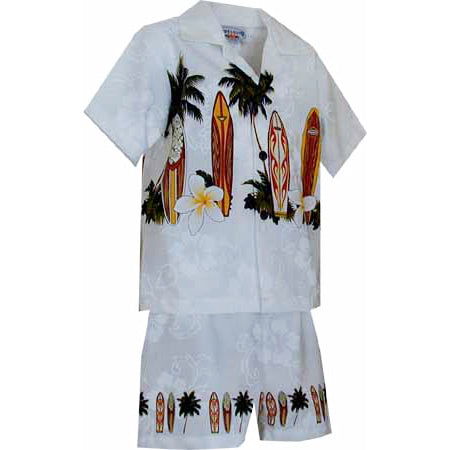 Two Palms Ukulele White Cotton Men's Open collar Hawaiian Shirt