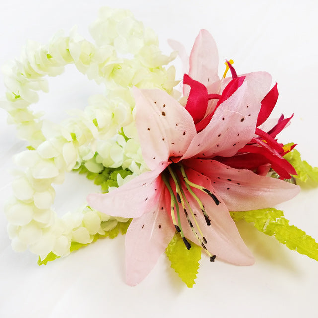 spider lily hair pin Hawaiian Hula Supplies Flower Hair Clip [Tiger Lily/Pikake/Spider Lily] pink red / Silk