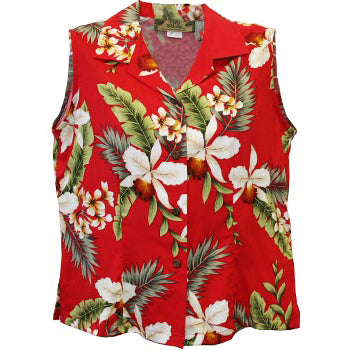 Hawaiian Women's Sleeveless Aloha Shirt - Hawaiian Orchid
