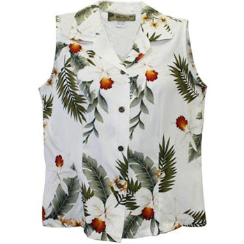 Hawaiian Women's Sleeveless Aloha Shirt - Hawaiian Orchid