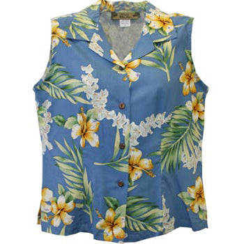 Hawaiian Women's Sleeveless Aloha Shirt - 【Tuberose】