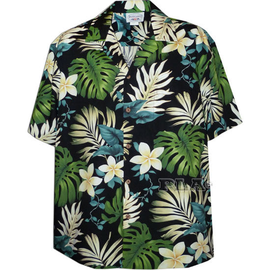 Lau Hala Black Aloha Shirt