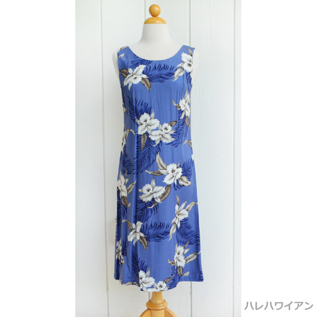 ハワイアン タンク ドレス セミロング 【オーキッド】