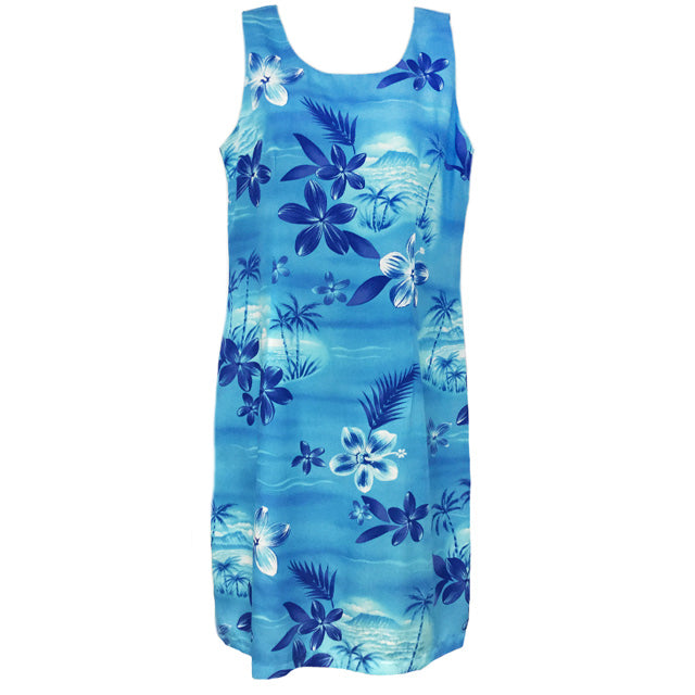 Aurora Blue Short Hawaiian Tank Dress for Every Occasion M / Blue Aurora Blue Short Hawaiian Tank Dress for Every Occasion M / Blue