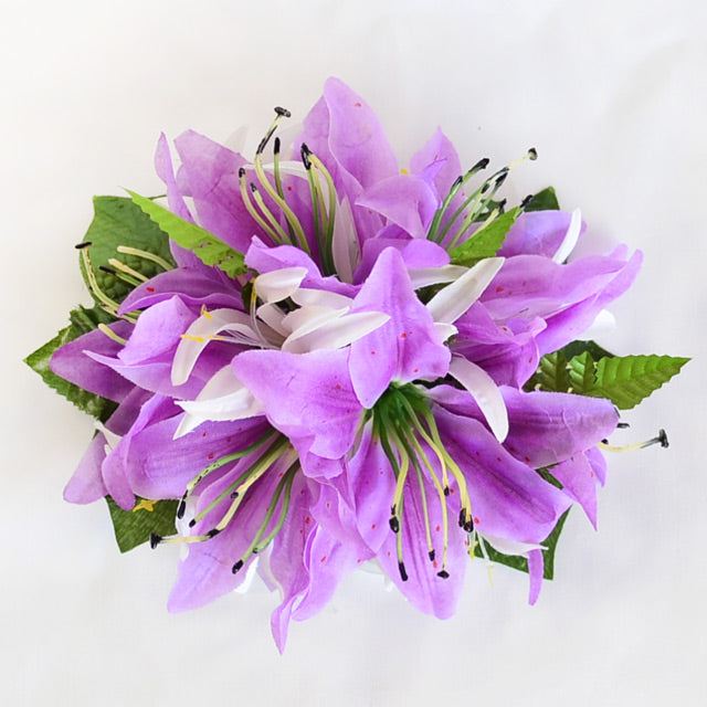 tiger lily hair accessories Hawaiian Hula Supplies Flower Hair Clip [Tiger Lily & Spider Lily] Purple / Silk
