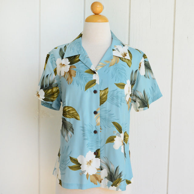 在庫処分セール ハワイアン レディース アロハシャツ フィット 【ラニハイ ハイビスカス】