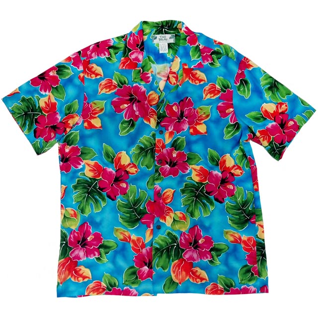 Cotton Textured Red Hibiscus Hawaiian Shirt