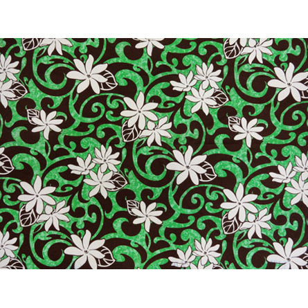 *Sale Fabric* Hawaiian Poly-Cotton Fabric LW-15-467 【Tiare & Scroll】