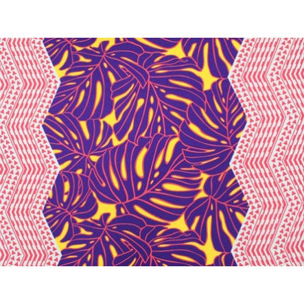 ※セール生地  ハワイアン ポリコットン生地 LW-19-721 【モンステラダブルタパボーダー】