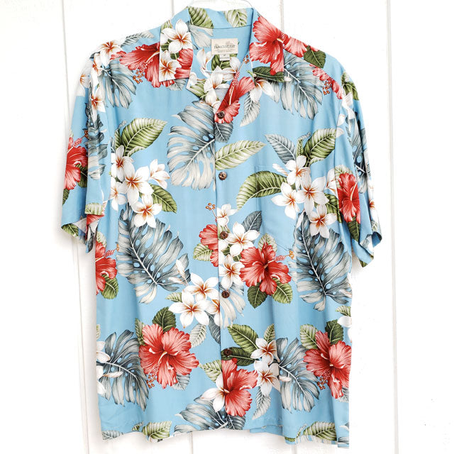 Hawaiian Men's Aloha Shirt Rayon [Hibiscus & Plumeria]