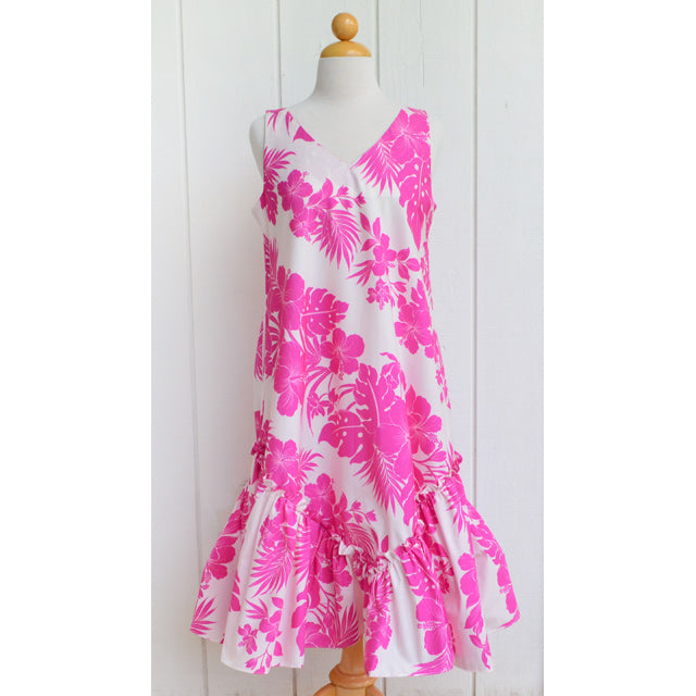 Hawaiian Muumuu Sleeveless Dress SemiLong [Nahenahe Hibiscus