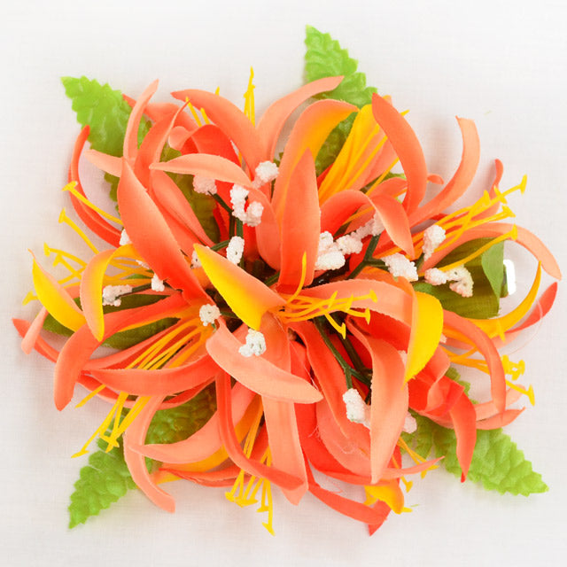 orange tiger lily hair clip Hawaiian Hula Supplies Flower Hair Clip [New Spider Lily] Orange / Silk