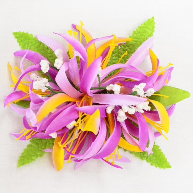 spider lily hair clip Hawaiian Hula Supplies Flower Hair Clip [New Spider Lily] Purple / Silk
