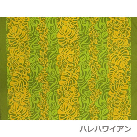 ※セール生地 ハワイアン ポリコットン生地 QSQ-12-767 【モンステラ& ハイビスカスパネル】