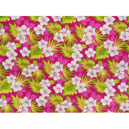 ※セール生地  ハワイアン ポリコットン生地 QSQ-16-922 【 ハイビスカスリーフ 】
