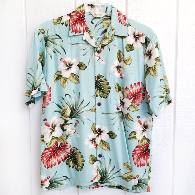 Hawaiian Men's Aloha Shirt Rayon [Hibiscus &amp; Monstera]