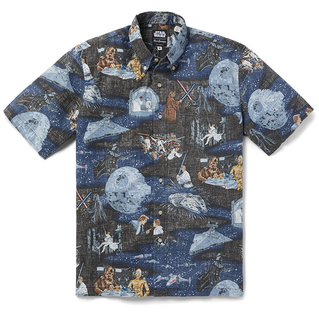 Hawaiian REYN SPOONER Men's Aloha Shirt Poly Cotton [Star Wars Galaxy]