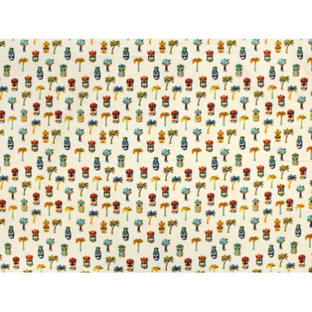 ※セール生地 ハワイアン コットン生地 YU-17-01 【ティキ&パームツリー】