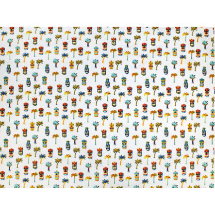 ※セール生地 ハワイアン コットン生地 YU-17-01 【ティキ&パームツリー】