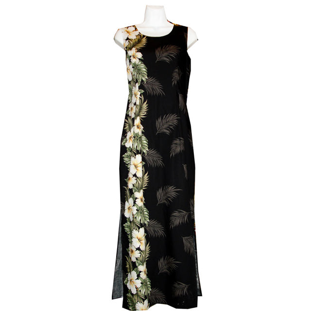 Hawaiian Tank Dress, Long Length, Twin Hibiscus Panel
