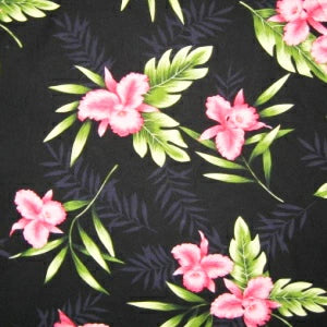 Hawaiian Rayon Fabric Orchid-Fern
