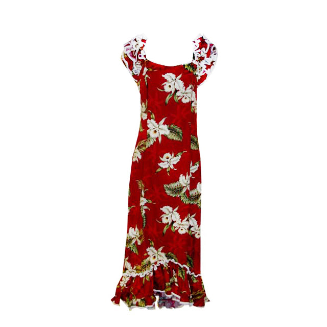 [Discount] Hawaii Muumu Ruffle Muumu Long Dress [9LMOrchid] 