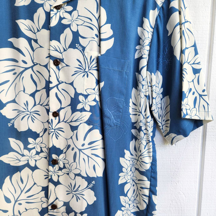 Hawaiian Men's Aloha Shirt Rayon [Monstera Hibiscus Panel]