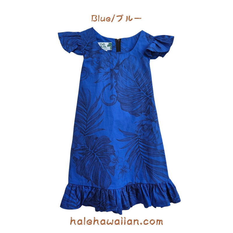 Kids cotton sleeve dress [Monstera Ceres]