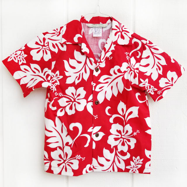 Kids Cotton Aloha Shirt TKJ-03-285 [Hibiscus/Plumeria]